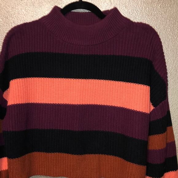 Express Preppy Academia Y2K Color Block Stripe Long Sleeve Sweater Small - Picture 2 of 9